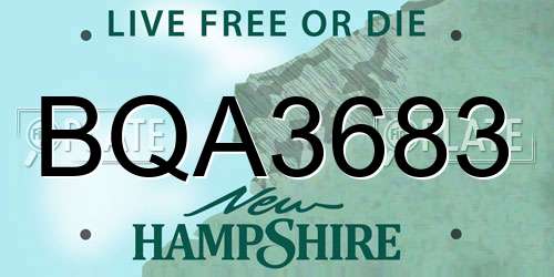 BQA3683 New Hampshire License Plate