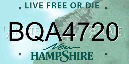 BQA4720 New Hampshire License Plate