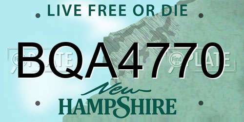 BQA4770 New Hampshire License Plate