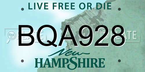 BQA928 New Hampshire License Plate