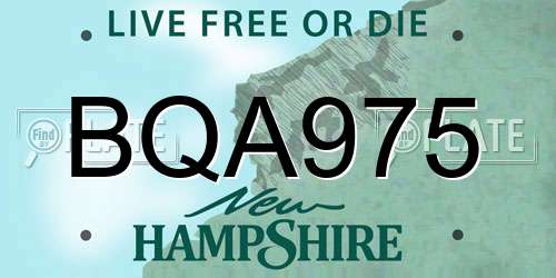 BQA975 New Hampshire License Plate