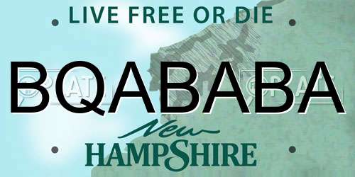 BQABABA New Hampshire License Plate