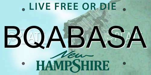 BQABASA New Hampshire License Plate