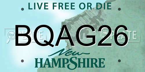 BQAG26 New Hampshire License Plate