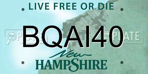 BQAI40 New Hampshire License Plate