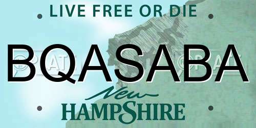 BQASABA New Hampshire License Plate