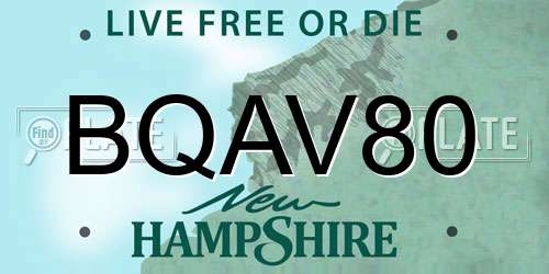 BQAV80 New Hampshire License Plate