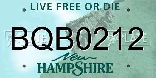 BQB0212 New Hampshire License Plate