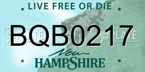 BQB0217 New Hampshire License Plate
