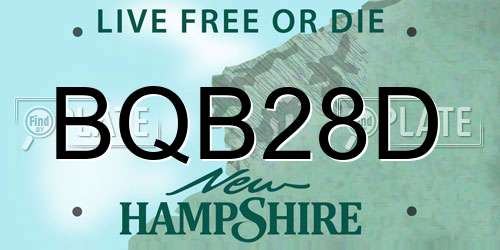 BQB28D New Hampshire License Plate