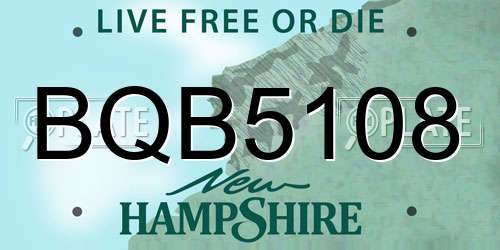 BQB5108 New Hampshire License Plate
