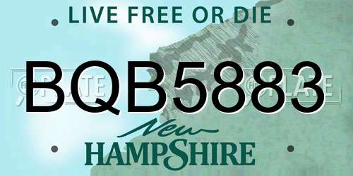 BQB5883 New Hampshire License Plate