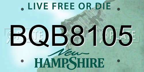 BQB8105 New Hampshire License Plate
