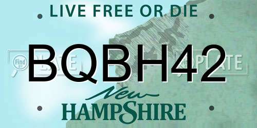 BQBH42 New Hampshire License Plate
