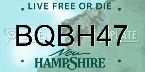 BQBH47 New Hampshire License Plate