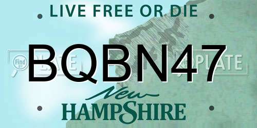 BQBN47 New Hampshire License Plate