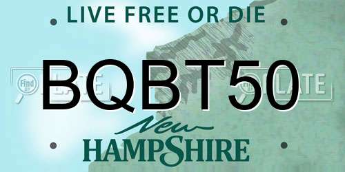 BQBT50 New Hampshire License Plate