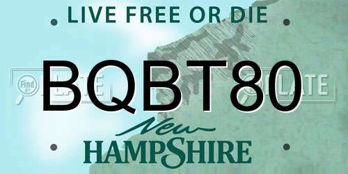 BQBT80 New Hampshire License Plate