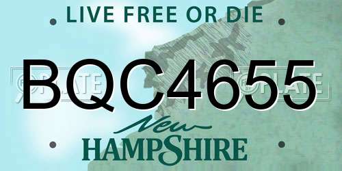 BQC4655 New Hampshire License Plate