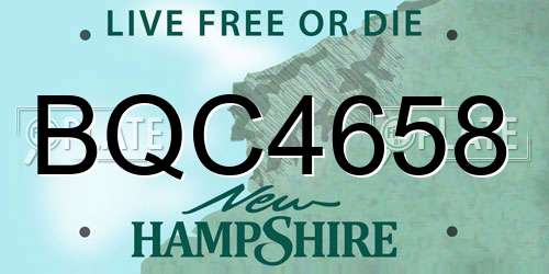 BQC4658 New Hampshire License Plate