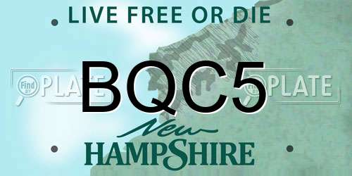 BQC5 New Hampshire License Plate