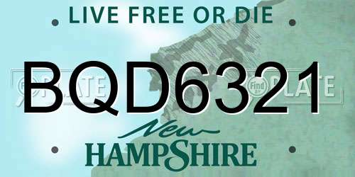 BQD6321 New Hampshire License Plate