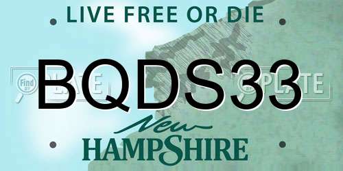 BQDS33 New Hampshire License Plate
