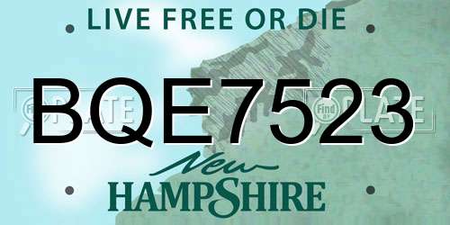BQE7523 New Hampshire License Plate