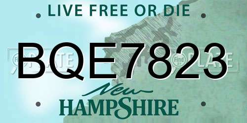 BQE7823 New Hampshire License Plate