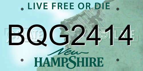 BQG2414 New Hampshire License Plate