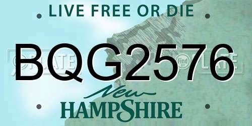 BQG2576 New Hampshire License Plate