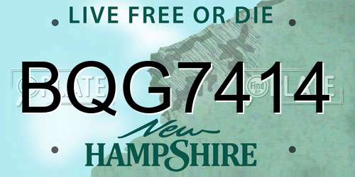 BQG7414 New Hampshire License Plate
