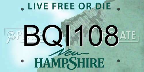 BQI108 New Hampshire License Plate