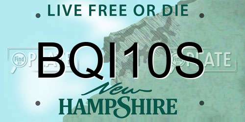 BQI10S New Hampshire License Plate