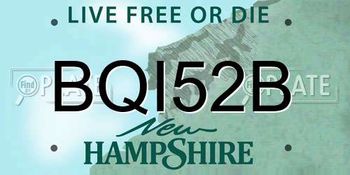 BQI52B New Hampshire License Plate