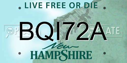 BQI72A New Hampshire License Plate