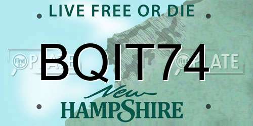 BQIT74 New Hampshire License Plate