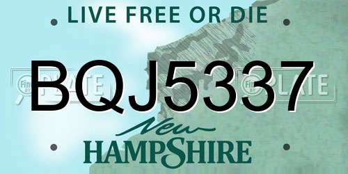 BQJ5337 New Hampshire License Plate
