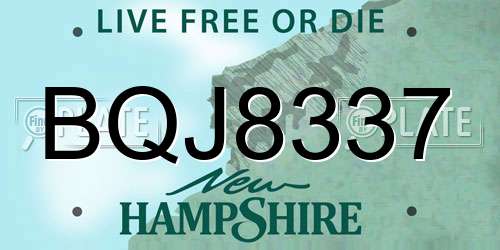 BQJ8337 New Hampshire License Plate