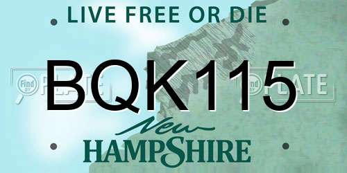 BQK115 New Hampshire License Plate