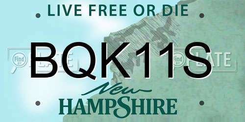 BQK11S New Hampshire License Plate