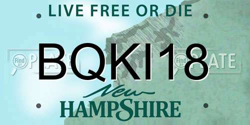 BQKI18 New Hampshire License Plate