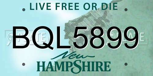 BQL5899 New Hampshire License Plate