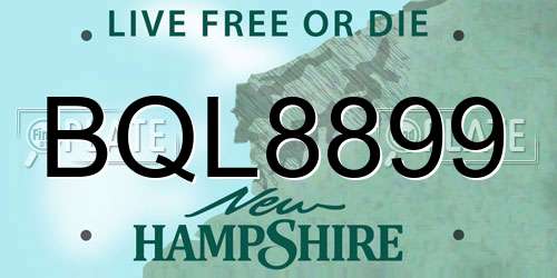 BQL8899 New Hampshire License Plate