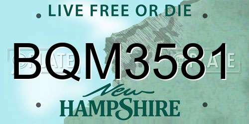 BQM3581 New Hampshire License Plate