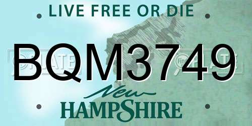 BQM3749 New Hampshire License Plate