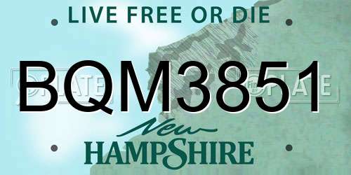 BQM3851 New Hampshire License Plate