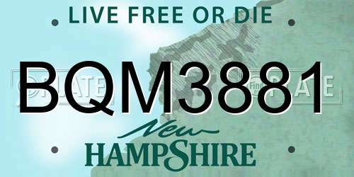 BQM3881 New Hampshire License Plate