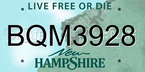 BQM3928 New Hampshire License Plate