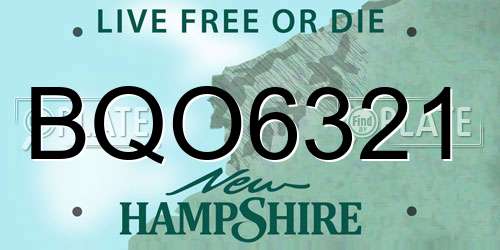 BQO6321 New Hampshire License Plate